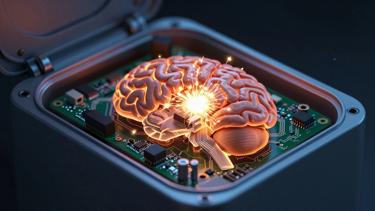 Close-up of a damaged electronic control board with a spark representing a failure