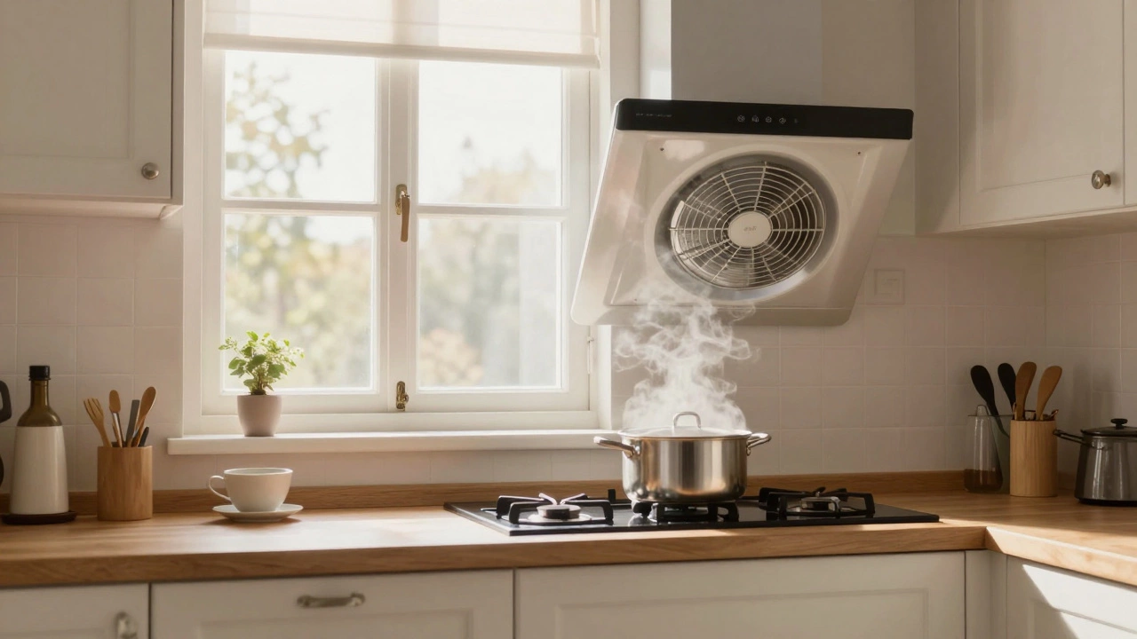 Clean, efficient extractor fan in a bright modern kitchen