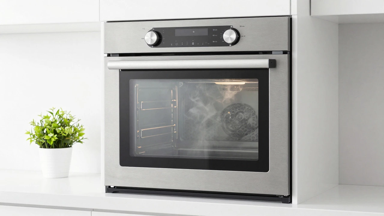 Modern energy-efficient stainless steel oven in a bright, clean kitchen