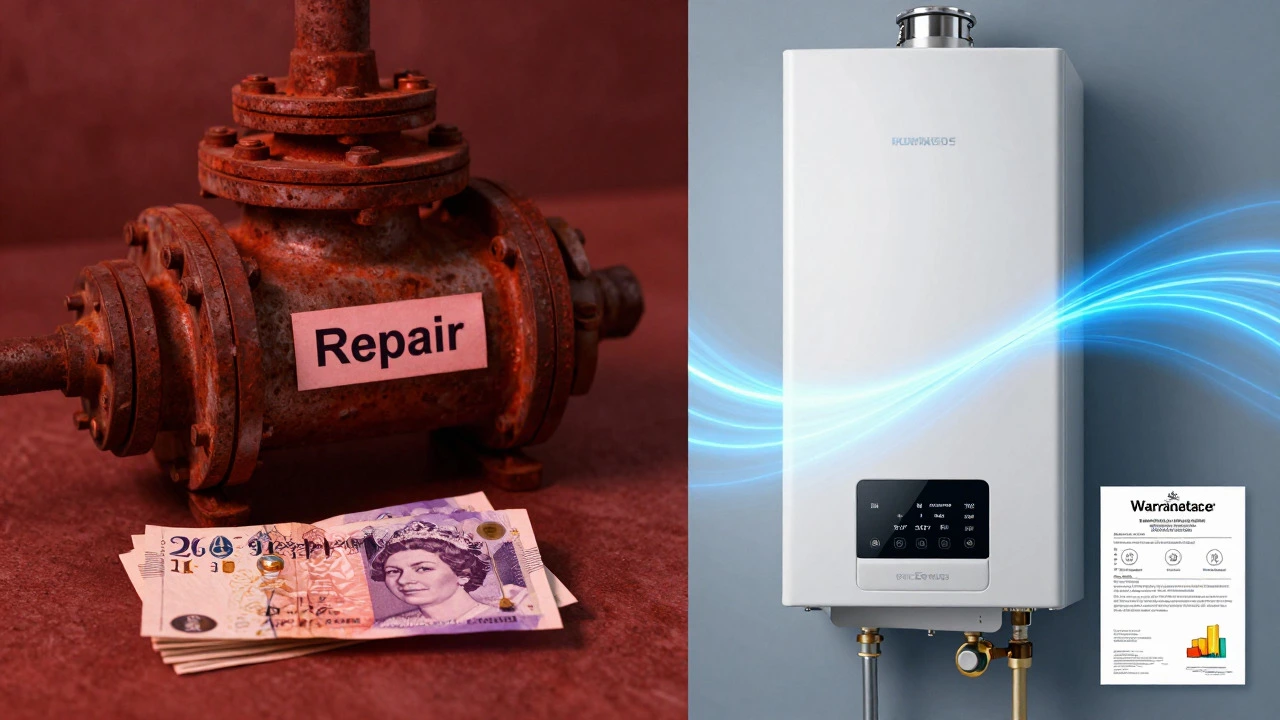 Comparison of old boiler repair costs versus new efficient boiler installation