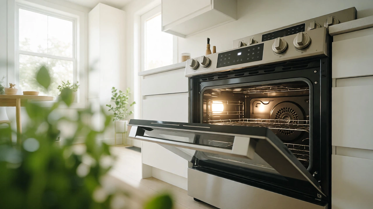 Bright, modern kitchen with a new smart electric range and sunlight streaming in.